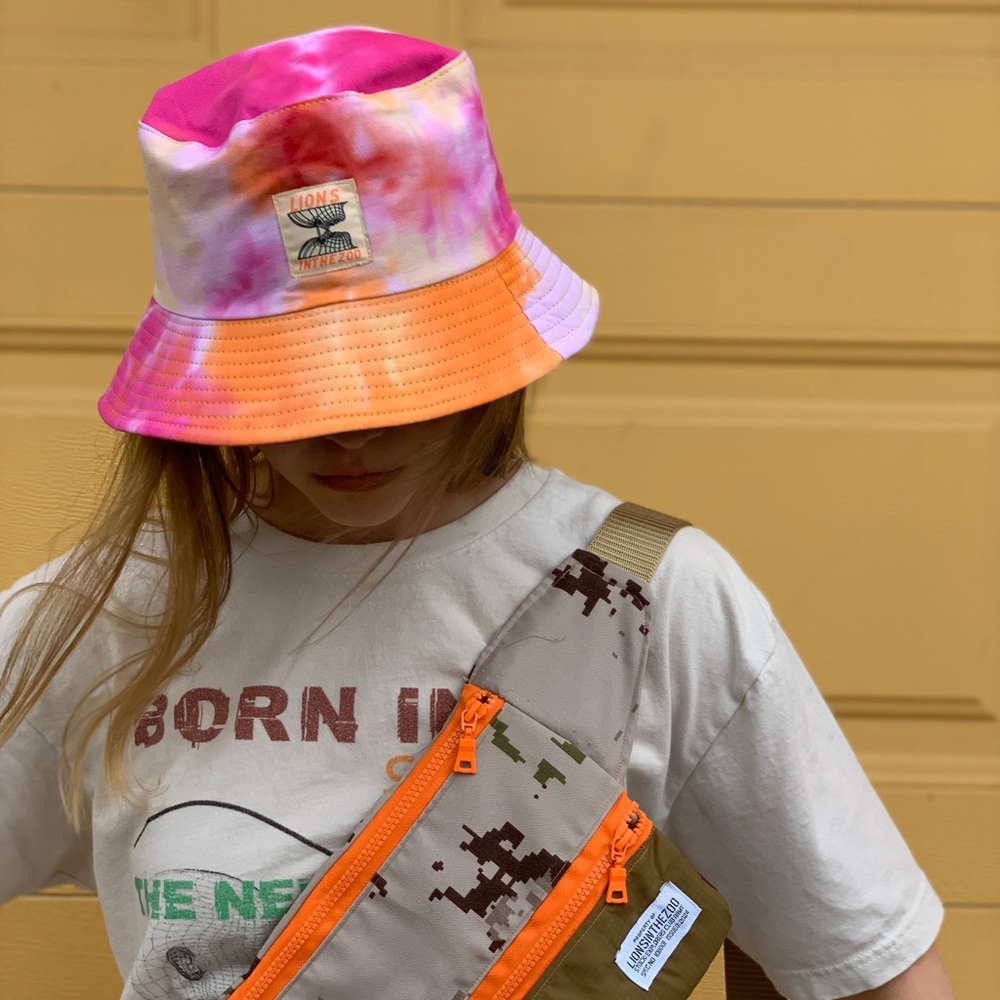 Tied dye organic bucket hat